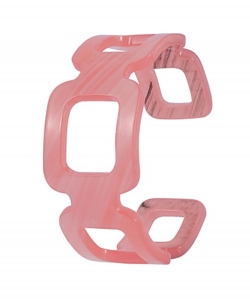 Linked Square Marble Resin Cuff Acrylic Bracelets BC700004 PINK